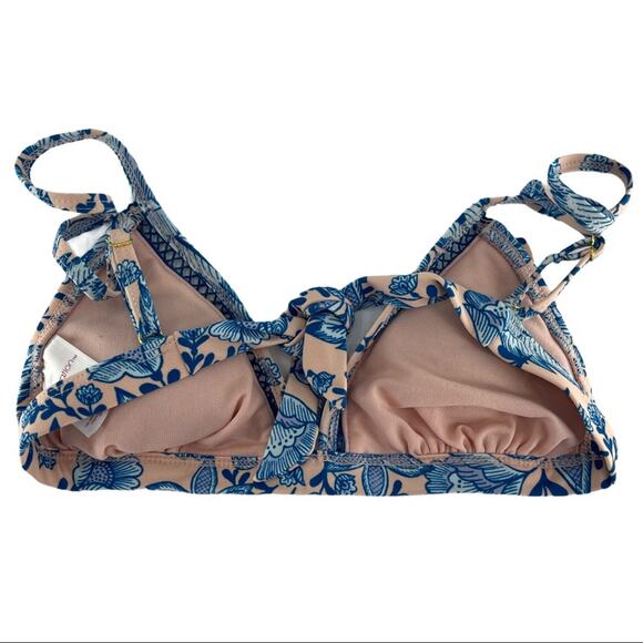 Xhilaration Women's Blue Pink Ruffle Floral Swim Bikini Top Size XS - Picture 4 of 5